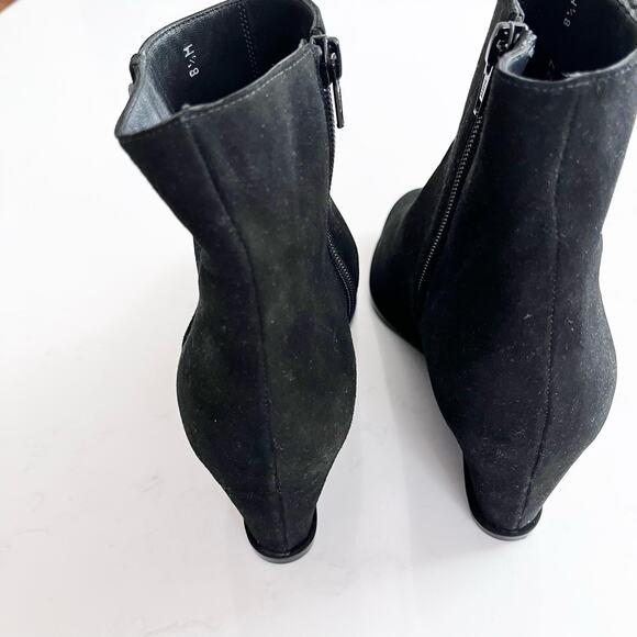 STUART WEITZMAN black \'Sidetrack\' suede wedge ANKLE BOOTS